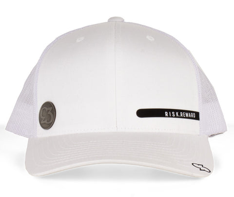 Risk.Reward® Golf Hat with Ball Marker - Smooth White & Black - RISK REWARD GOLF