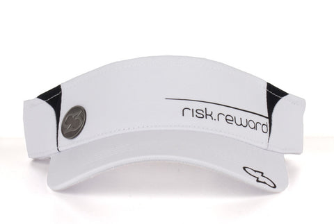 Risk.Reward® Golf Visor with Ball Marker - Lined Out Visor White & Black - RISK REWARD GOLF