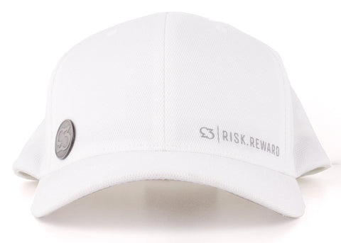 Risk.Reward® Golf Hat with Ball Marker - Basic White and Gray - RISK REWARD GOLF