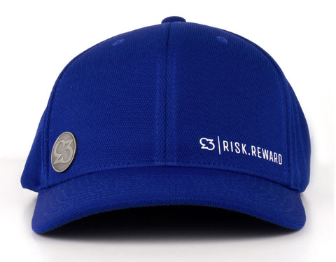 Risk.Reward® Golf Hat with Ball Marker - Basic Royal and White - RISK REWARD GOLF