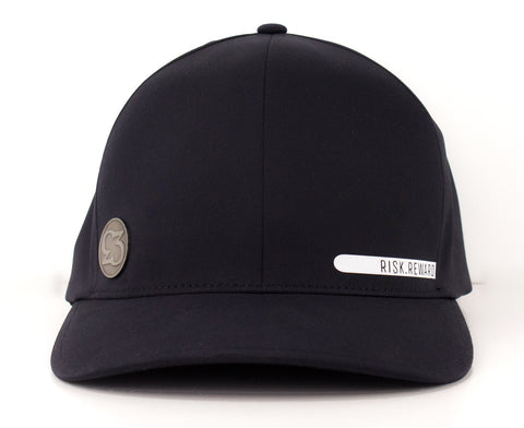Risk.Reward® Golf Hat with Ball Marker - Smooth Black and White - RISK REWARD GOLF