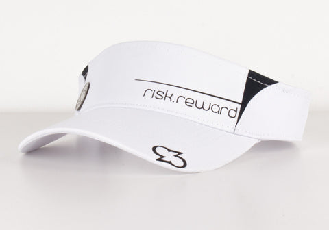 Risk.Reward® Golf Visor with Ball Marker - Lined Out Visor White & Black - RISK REWARD GOLF