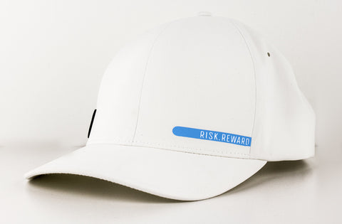 Risk.Reward® Golf Hat with Ball Marker - Smooth White and Blue - RISK REWARD GOLF